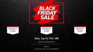 Modern Black Friday promo with a price tag, white and orange text, and an extra discount section featuring a orange button.