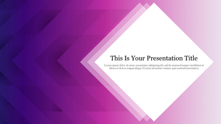 Purple gradient background slide with arrow shapes leading to a white space for the text area.