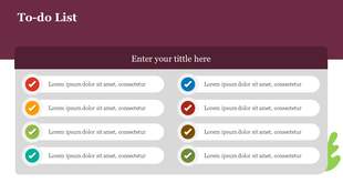 A PowerPoint slide showing a to do list with checkboxes and spaces for tasks.