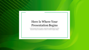 Modern template featuring layered green gradients and a white rectangular frame with centered placeholder title. 