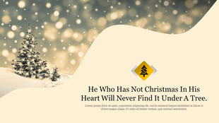 Cute Christmas background with a snowy tree and inspirational text on a light beige backdrop.