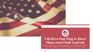 Close up of the American flag with a quote about the significance of the flag, accompanied by the icon.