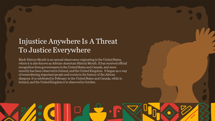 Silhouettes of two brown profiles on a dark background with African inspired border and centered text on Black History Month.