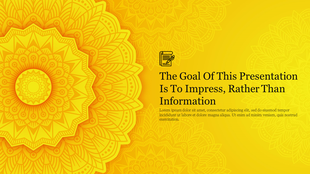 Bright yellow background with a detailed mandala design and minimalist text aligned on the right.