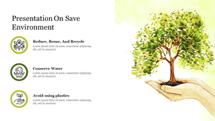 Environment slide shows a tree in hand with three icons and placeholder text.
