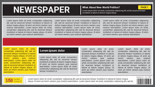 Newspaper slide with sections for headlines, articles, and visuals in a Google Slides format.