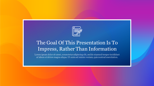 Colorful background with a blue square overlay containing title text and placeholder, along with an icon of a note and pen.