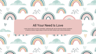 Boho style rainbow pattern background slide with a pink colored text box in the center.