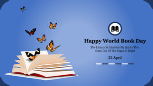 Butterflies emerging from an open book with world book day text on the right, emphasizing reading and inspiration.