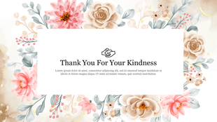 Watercolor flower border with roses and foliage surrounds a white box containing a thank you message and a handshake icon.
