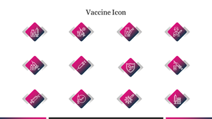 A collection of vaccine related icons such as syringes, vials, and protective shields on a vibrant gradient background.