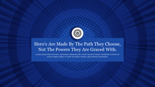 Superhero themed blue background with a radial burst effect, featuring halftone dots, and a centered text box.
