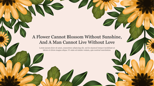 Floral frame with yellow flowers, green leaves, and a soft beige background, arranged symmetrically around the edges.