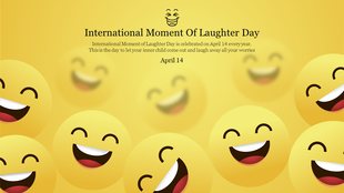 Illustration celebrating International Moment of Laughter Day with smiling emojis on a yellow background.