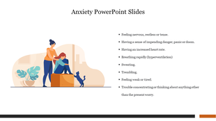 Illustration of a woman comforting another with a list of anxiety symptoms on the right, set against a light background.