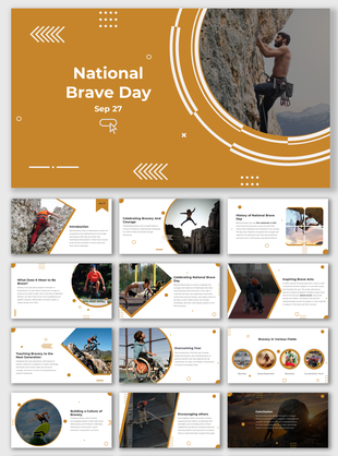 National brave day slide deck covering the history of the day, examples of bravery in different areas. 