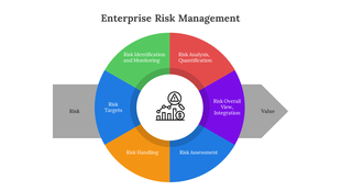 Colorful cycle chart representing steps in enterprise risk management leading from risk recognition to value creation.