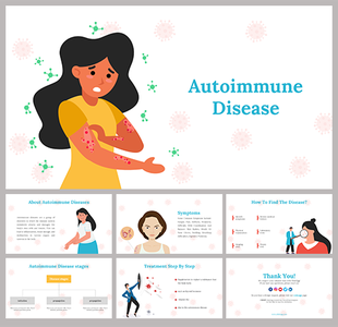 A pack of Autoimmune disease slides covering various skin disease related topics with text descriptions.