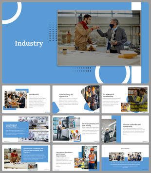 Industry PowerPoint featuring slides on operational excellence, leadership, and process improvement.