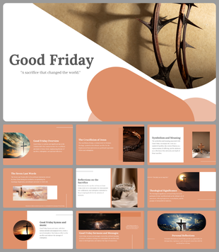Good Friday slide deck with a close-up of thorns casting shadows and a message about sacrifice.