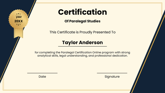 Paralegal Certification Online PPT And Google Slides