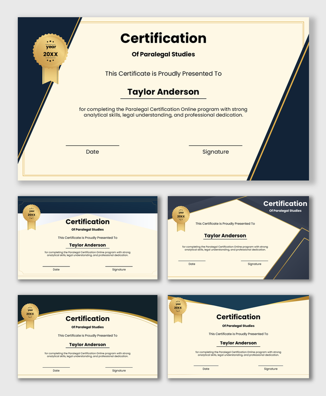 Online paralegal certification recognizing legal knowledge analytical skills professional dedication and career readiness