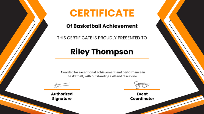 Basketball Achievement Certificate PPT And Google Slides