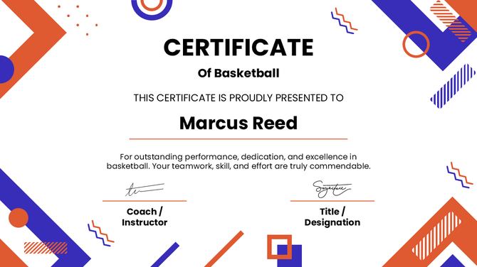 Basketball Certificates PowerPoint And Google Slides