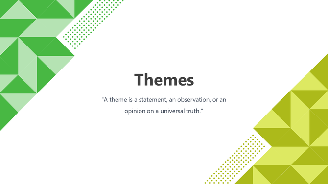 Green geometric shapes on both sides of a white background with text in the center, framed by dotted patterns.