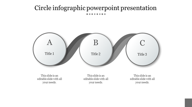 Timeline diagram featuring three circular elements with black borders, linked by a curved gray ribbon.