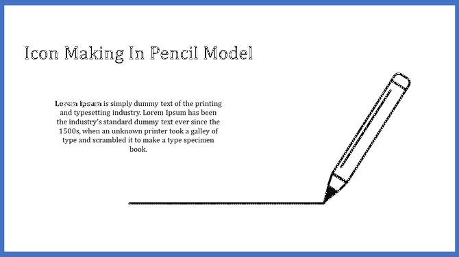 Slide with a blue border, a title, and a black outline of a pencil drawing a line on a white background.