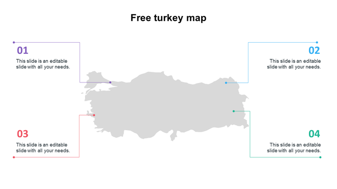 Mesmerizing Free Turkey Map PPT Presentations slides