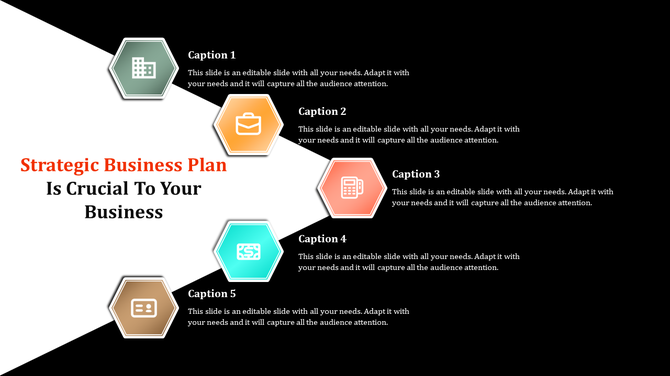 Five colorful hexagonal steps arranged around a central title on a white triangular overlay, set against a black background.