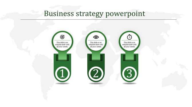 Infographic with three steps, each represented by a green section, icons, and numbers 1 to 3, over a map background.
