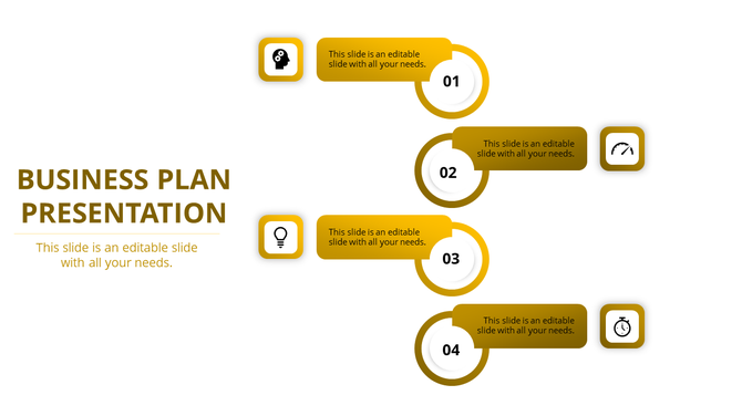 Business workflow infographic with a four-step process, gold accents, and icons representing different planning stages.