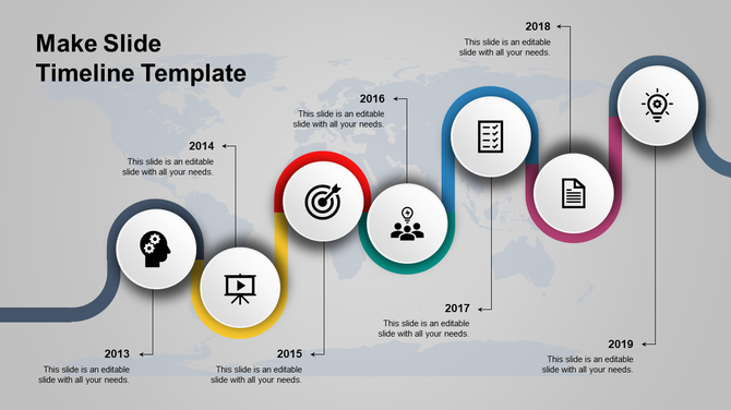 Timeline showing sequential years 2020 to 2027 in purple bordered boxes connected by dotted lines.