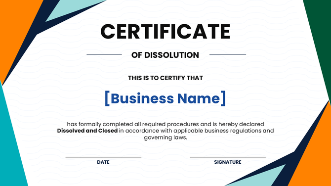 Certificate Of Dissolution Business PPT And Google Slides