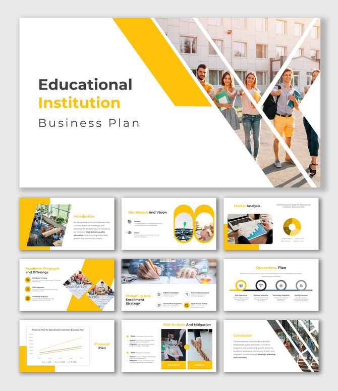 Educational Institution Business Plan highlights market trends, financial plans, and strategies for academic growth.