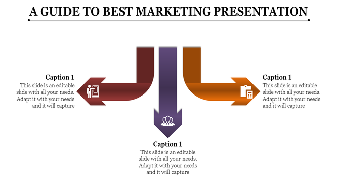 An infographic showing arrows and icons in a business marketing process template.