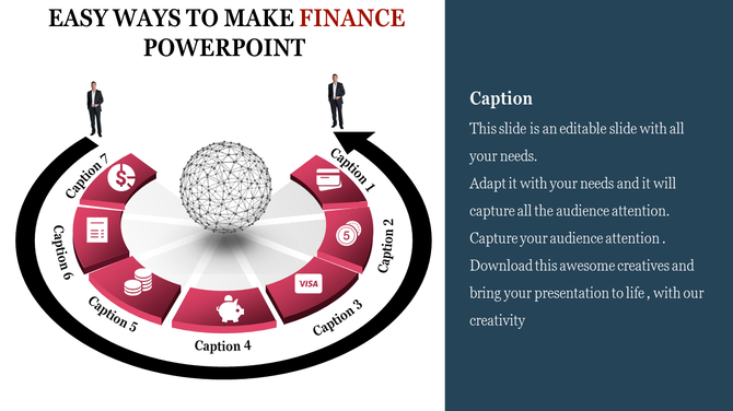 Circular diagram with financial icons like money, documents, and currency symbols surrounding a 3D mesh globe.