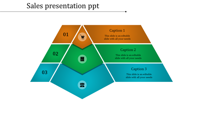 Triangular sales pyramid infographic featuring segments and icons, including a cart, document, and sale board, with captions.