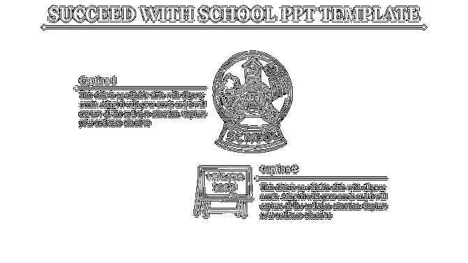 School themed slide with a black background, featuring white chalk style graphics, and two captions.
