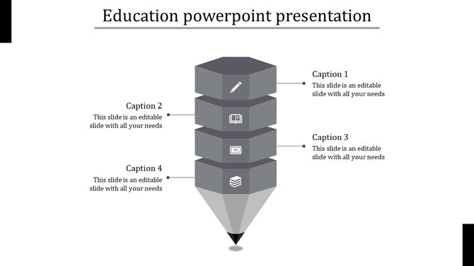 Education-themed infographic with a four-layer gray inverted pyramid, each section linked to place holder text areas.