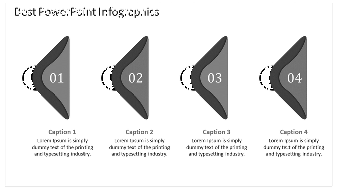 Four gray and black funnel shaped infographic elements arranged horizontally with captions below, on a white background.