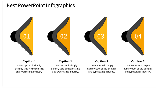 Best PowerPoint infographic template featuring four numbered arrows and captions in orange.