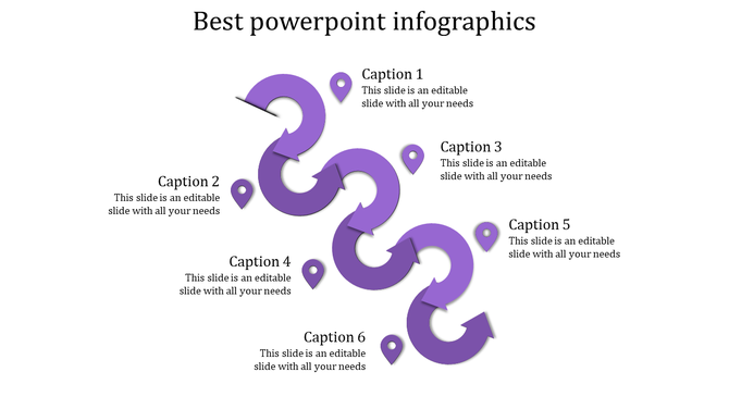 Infographic with six rotating purple arrows linked to captions, highlighting progression with location markers.