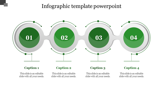 Four step infographic featuring green circular nodes with numbers, connected by a gray wave like structure.