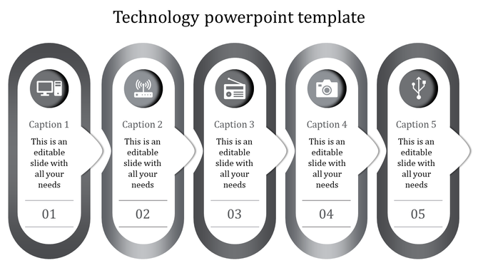 Modern tech infographic showcasing five gradient vertical elements with device-related icons and placeholder text areas.