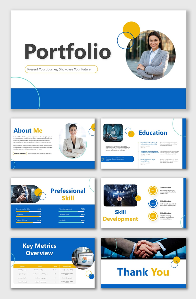 Portfolio slide displaying a worker kneeling on wooden flooring, using a drill, with a section describing the tools.