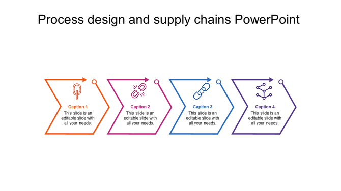 Minimalist process flowchart with four hexagonal steps, each containing an icon and directional arrow for progression. 
